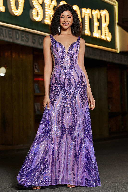 Zapaka Women Dark Purple Mermaid V Neck Sequins Long Prom Dress, Dark Purple / UK18 Zapaka Women Dark Purple Mermaid V Neck Sequins Long Prom Dress, Dark Purple / UK18