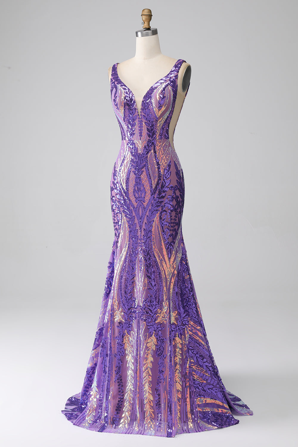 Zapakasa Women Dark Purple Mermaid V Neck Sequins Long Prom Dress Zapakasa Women Dark Purple Mermaid V Neck Sequins Long Prom Dress
