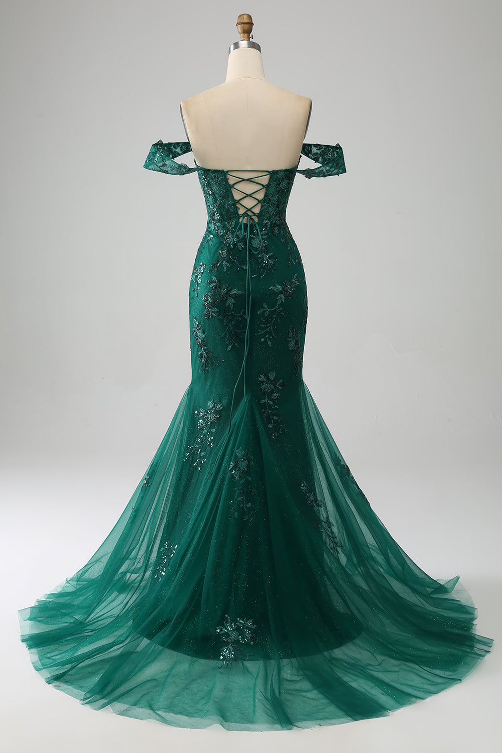 Zapaka Women Dark Green Prom Dress with Appliques Mermaid Off The Shoulder Evening Dress with Slit, Dark Green / US8 Zapaka Women Dark Green Prom Dress with Appliques Mermaid Off The Shoulder Evening Dress with Slit, Dark Green / US8