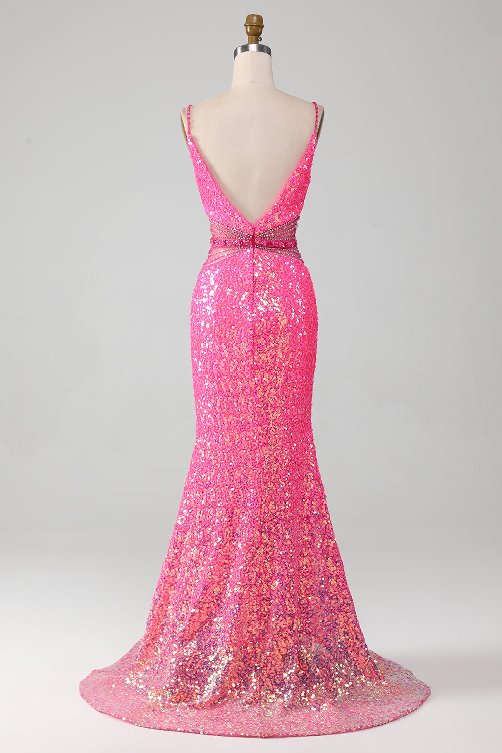 Zapakasa Women Hot Pink Prom Dress Spaghetti Straps Glitter Mermaid Party Dress with Beading Waist Zapakasa Women Hot Pink Prom Dress Spaghetti Straps Glitter Mermaid Party Dress with Beading Waist