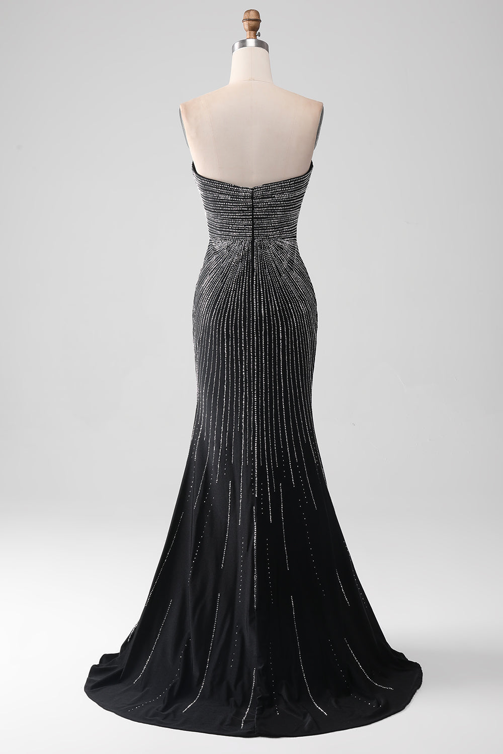 Zapakasa Women Black Glitter Prom Dress Strapless Mermaid Evening Party Dress with Slit Zapakasa Women Black Glitter Prom Dress Strapless Mermaid Evening Party Dress with Slit