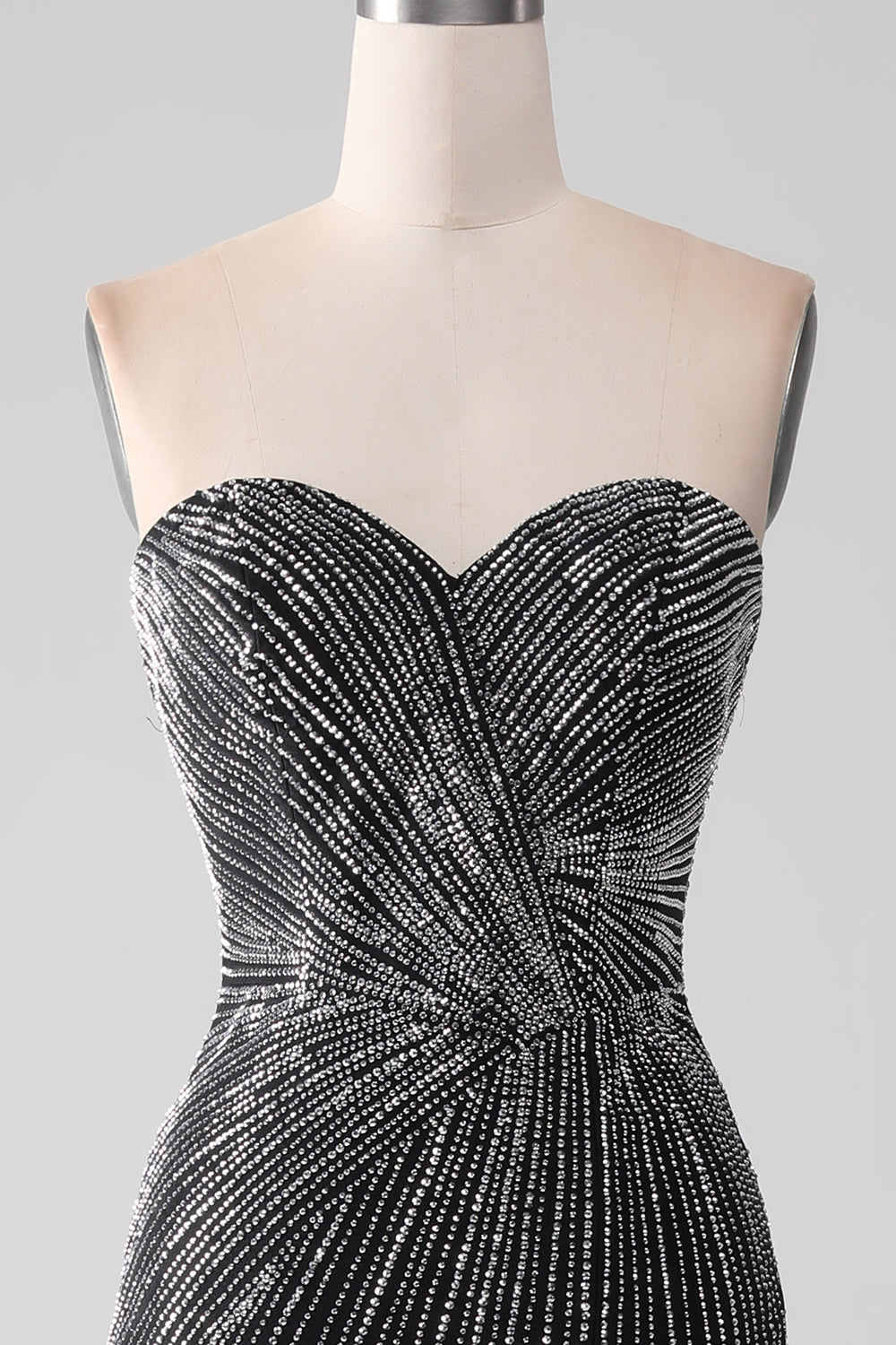 Zapakasa Women Black Glitter Prom Dress Strapless Mermaid Evening Party
