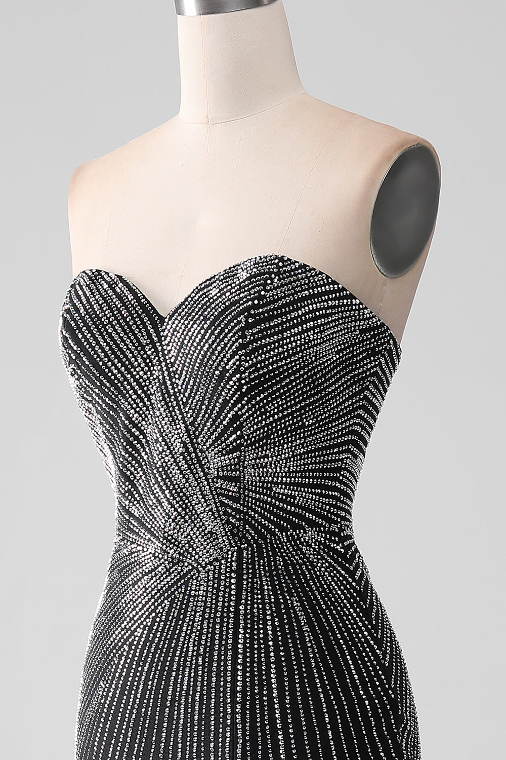 Zapaka Women Black Glitter Prom Dress Strapless Mermaid Evening Party Dress with Slit, Black / UK26 Zapaka Women Black Glitter Prom Dress Strapless Mermaid Evening Party Dress with Slit, Black / UK26