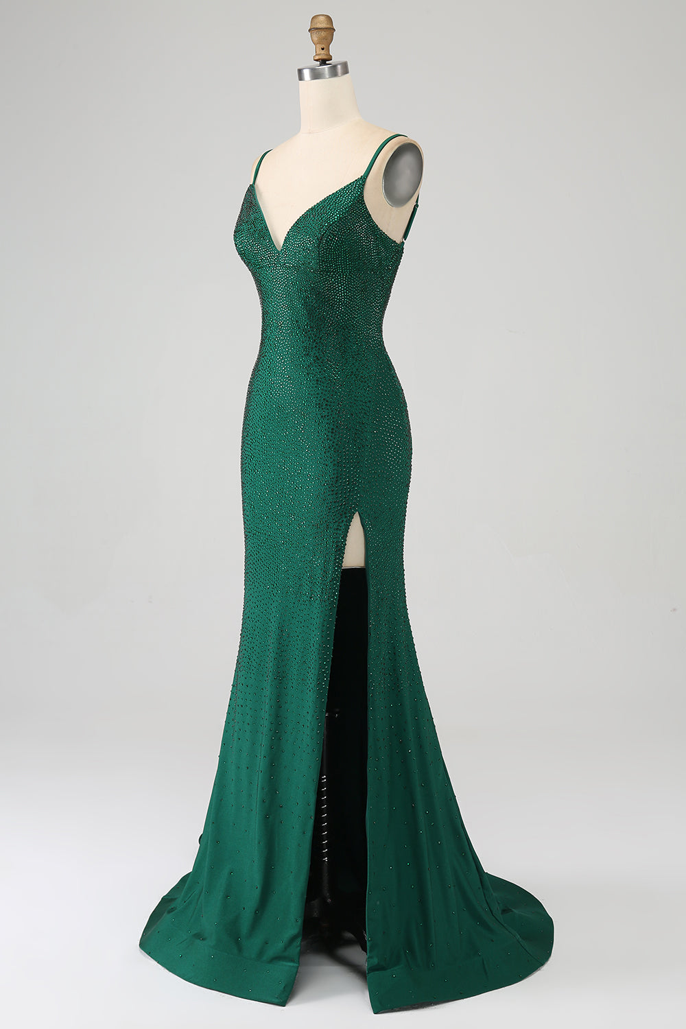 Zapakasa Women Sparkly Dark Green Beaded Long Mermaid Prom Dress with Slit Zapakasa Women Sparkly Dark Green Beaded Long Mermaid Prom Dress with Slit