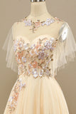 Yellow A Line Long Prom Dress With Appliques
