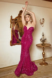 Fuchsia Sweetheart Sequins Mermaid Prom Dress