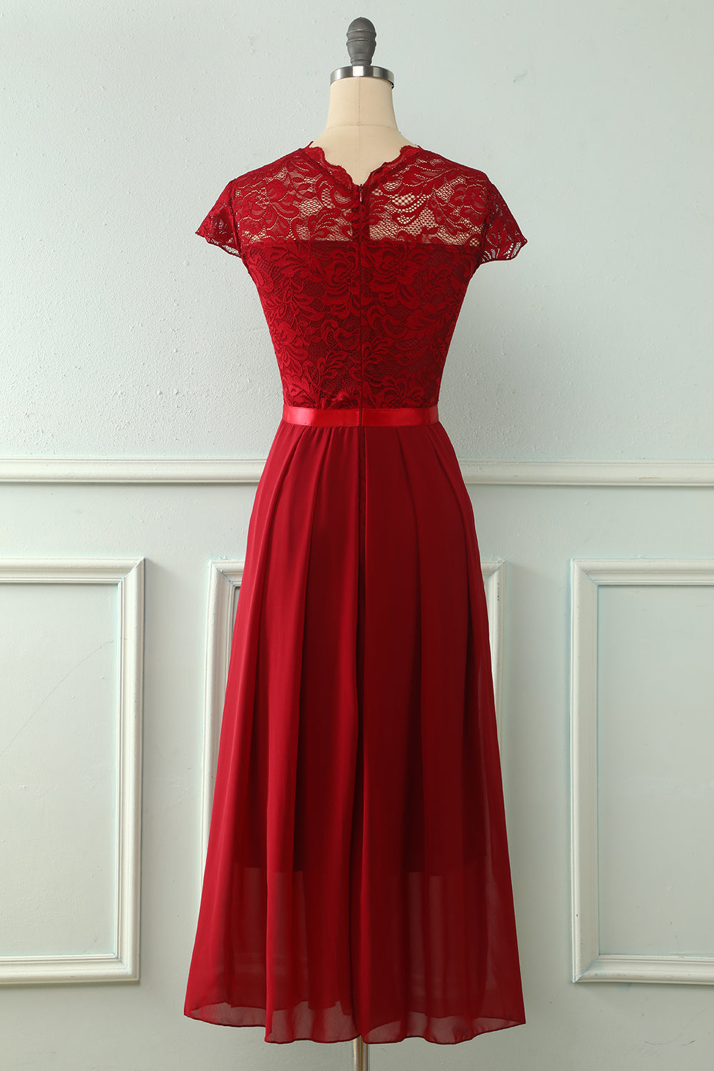 Navy Midi Lace Bridesmaid Dress