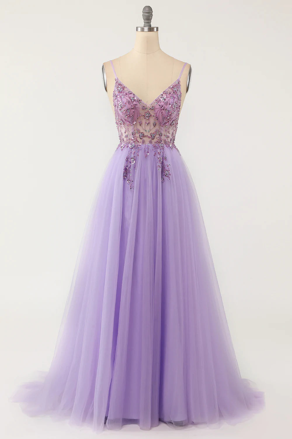 Zapakasa Women Purple Long Prom Dress A Line Spaghetti Straps