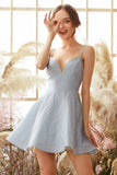 Spaghetti Straps Blue Homecoming Dress