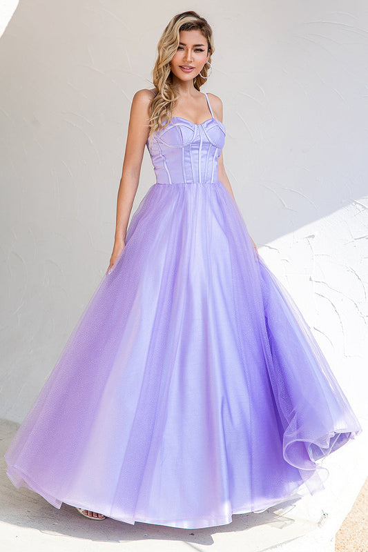 Purple Tulle A-line Prom Dress