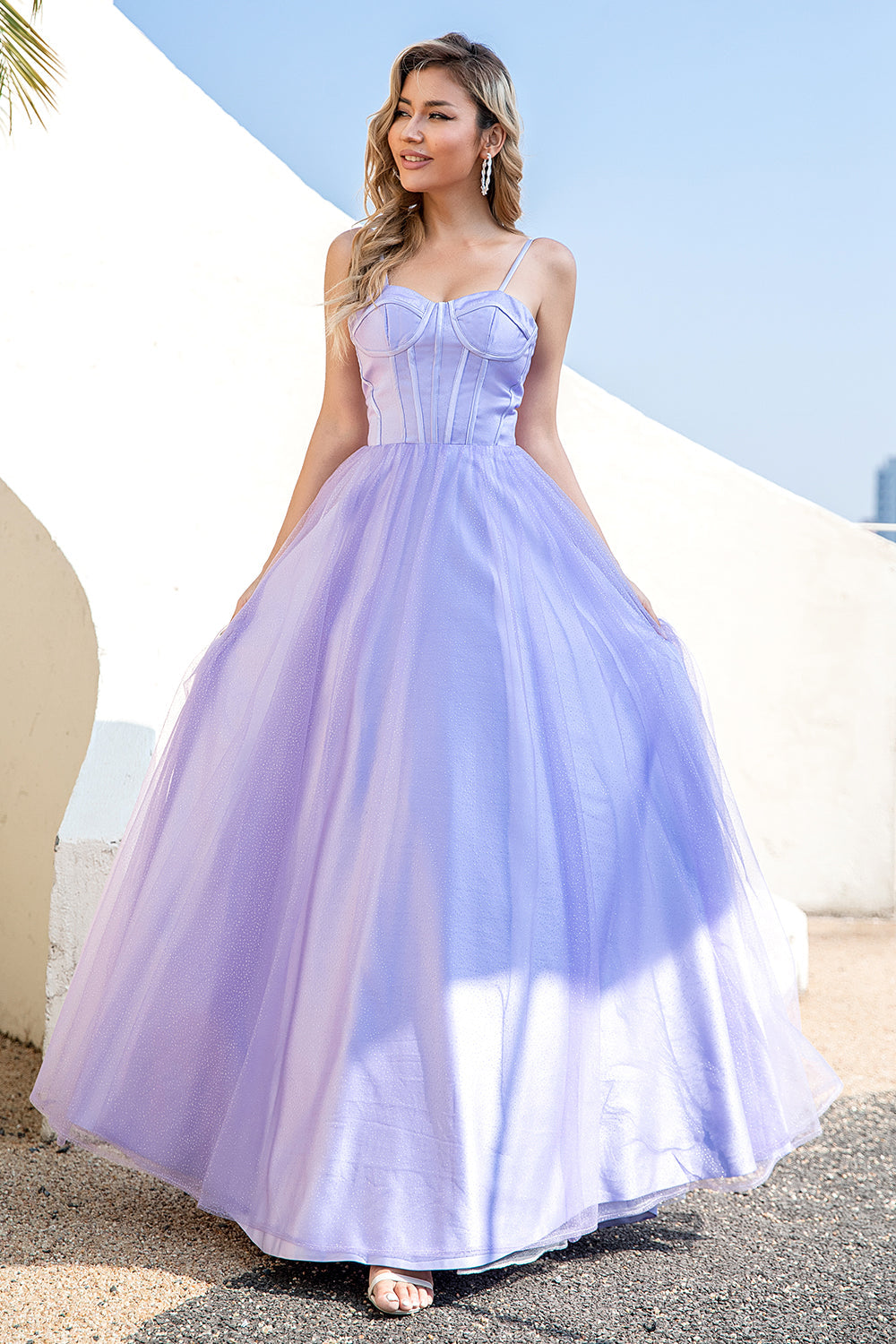 Purple Tulle A-line Prom Dress