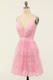 White Spaghetti Straps Short Prom Dress