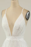 White Spaghetti Straps Short Prom Dress