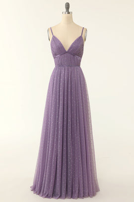 A Line Long Bridesmaid Dress with Ruffles