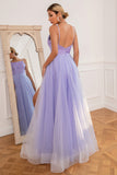 Light Purple Sequins Prom Dress with Slit