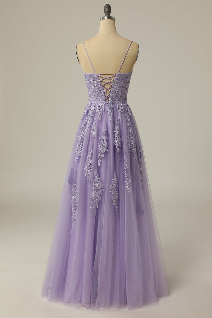 Zapakasa Women Light Purple Long Prom Dress A Line Strapless Formal ...