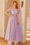 Purple A Line Prom Dress (Belt not included)