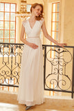 White Lace Long Bridesmaid Dress