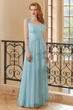 A Line Sweetheart Sky Blue Long Lace Dress