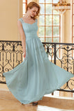 A Line Sweetheart Sky Blue Long Lace Dress