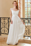 Elegant A Line Sweetheart White Long Lace Party Dress