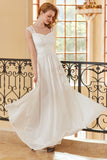 Elegant A Line Sweetheart White Long Lace Party Dress