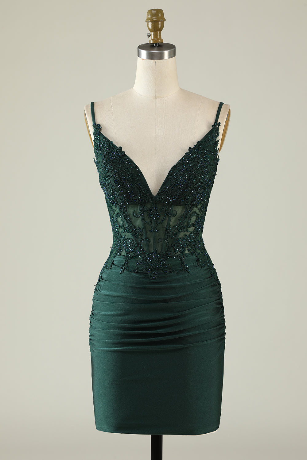 Zapakasa Women Dark Green Homecoming Dress with Beading Spaghetti Straps Backless Cocktail Dress Zapakasa Women Dark Green Homecoming Dress with Beading Spaghetti Straps Backless Cocktail Dress