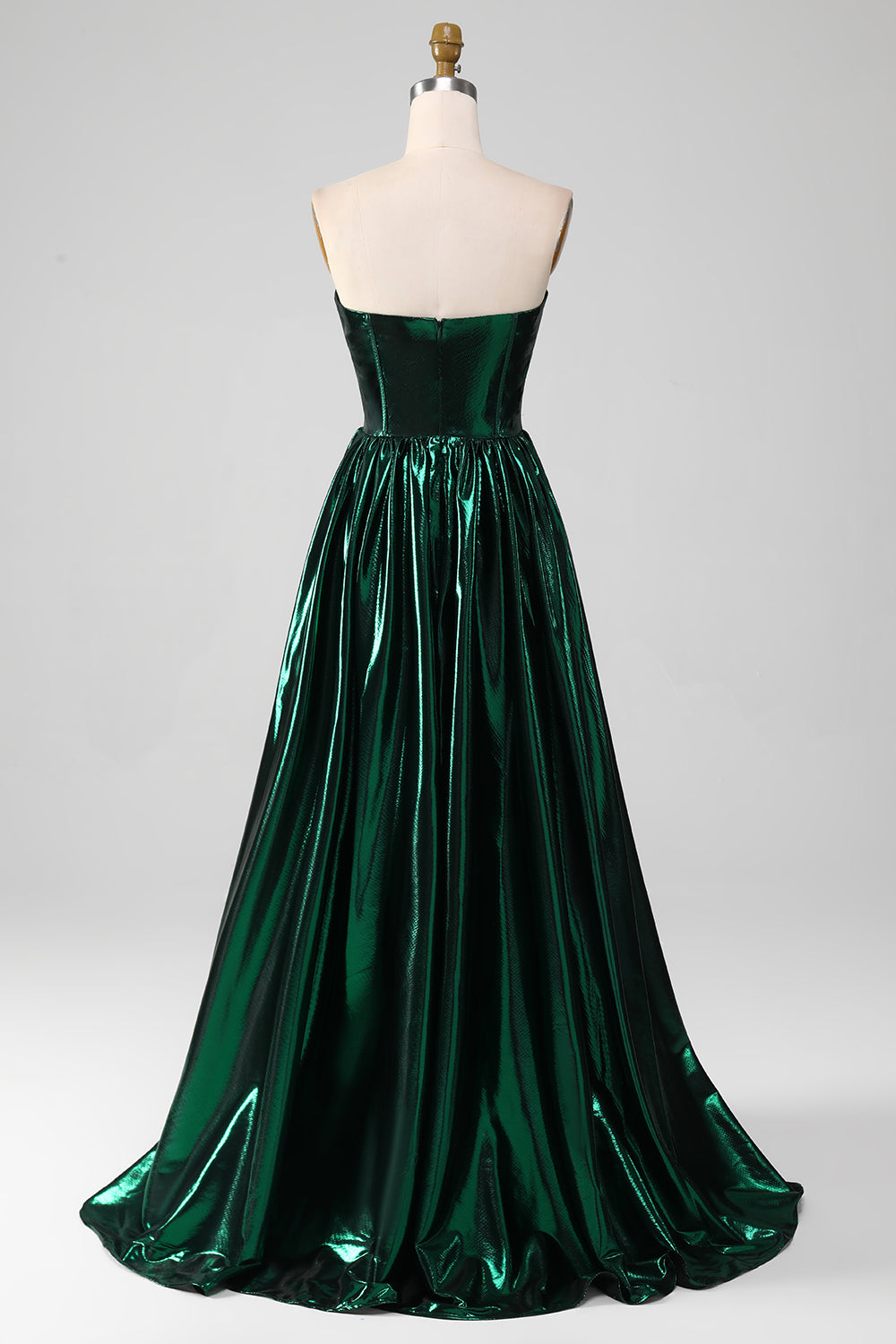 Glitter Dark Green Corset Metallic Long Prom Dress
