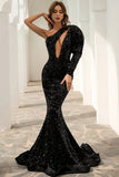 One Shoulder Sequins Mermaid Holiday Party Dress