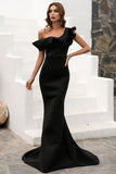 One Shoulder Mermaid Black Holiday Party Dress
