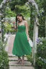 Green Tulle A-line Midi Prom Dress with Ruffles