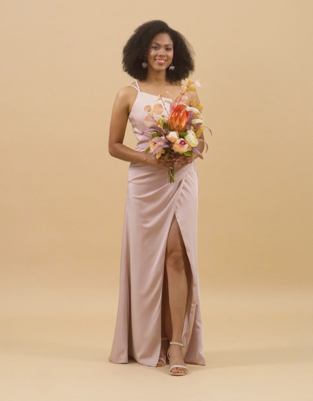 Blush Satin Bridesmaid Dress