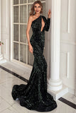 One Shoulder Sequins Mermaid Holiday Party Dress