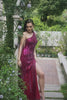 Dark Purple Sequins One Shoulder Prom Dress with Split