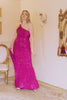 Mermaid One Shoulder Open Back Fuchsia Prom Dress