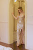 Mermaid Deep V Neck Golden Long Prom Dress with Silt