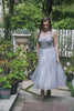 Grey Spaghetti Straps Tea-Length Prom Dress With Bowknots