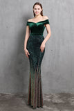 Gold Mermaid Sequin Long Holiday Party Dress