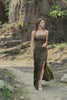 Green Strapless Satin Prom Dress with Slit