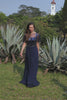 Navy Appliques Sequin Mother of Bride Dress