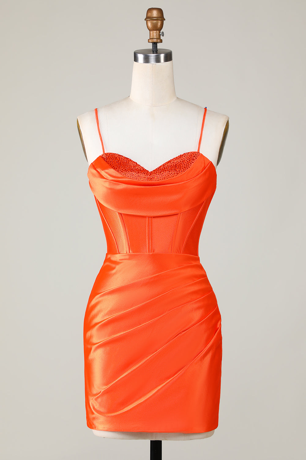 Sparkly Orange Beaded Corset Tight Short Homecoming Dress