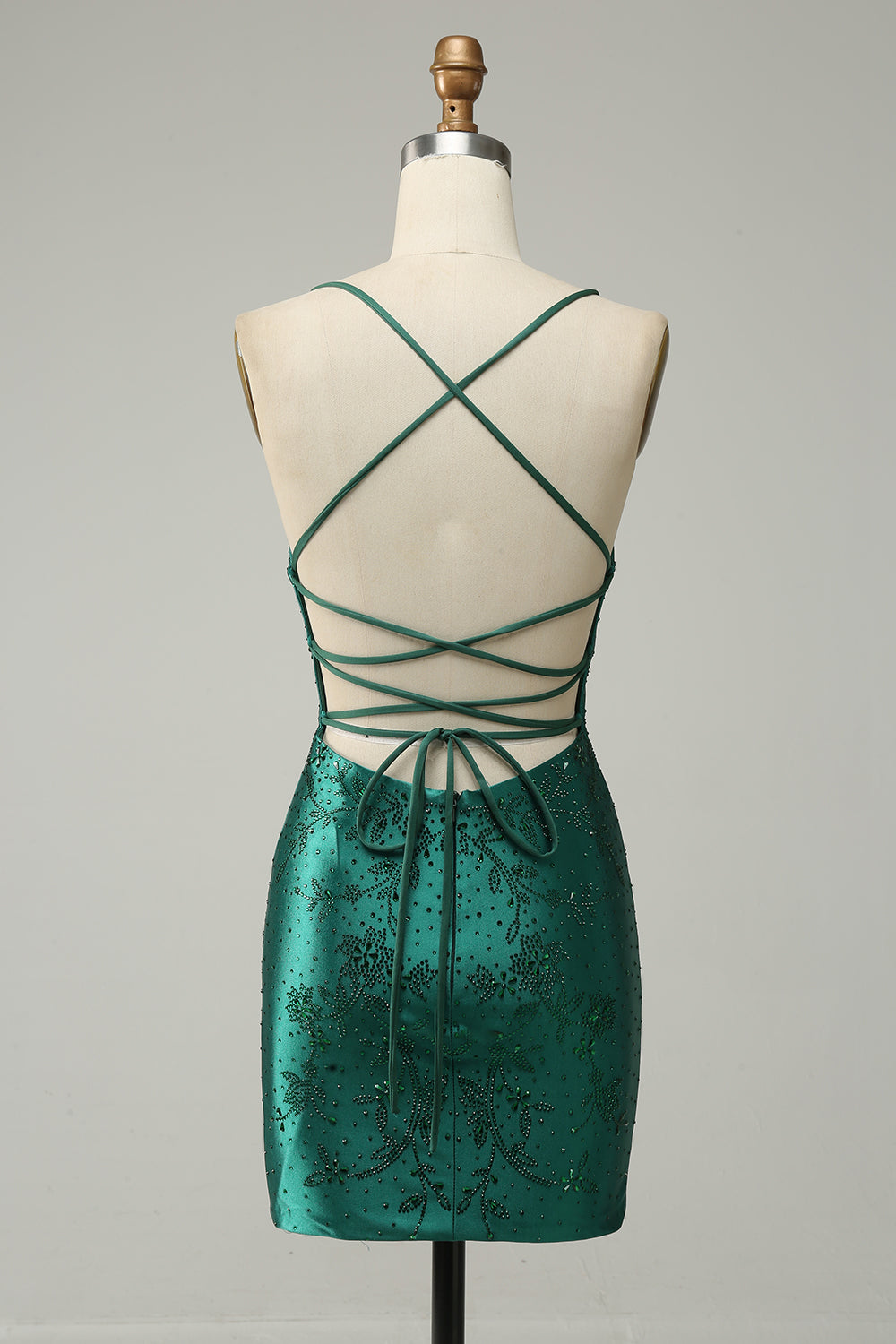 Dark Green Beaded Bodycon Prom Dress
