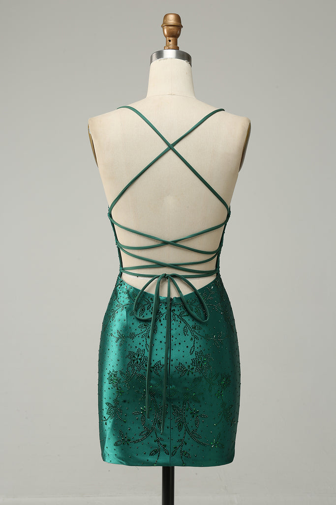 Sparkly Dark Green Sequins Tight Short Cocktail Dress