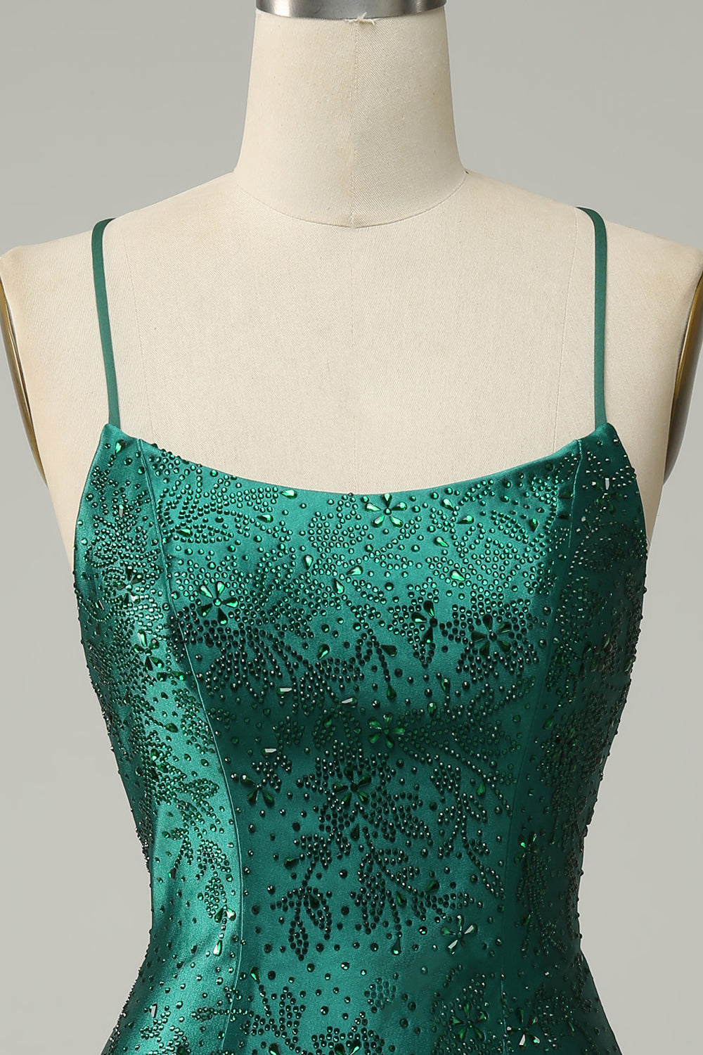 Dark Green Beaded Bodycon Prom Dress