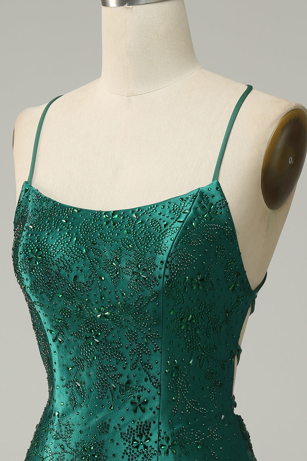 Dark Green Beaded Bodycon Prom Dress