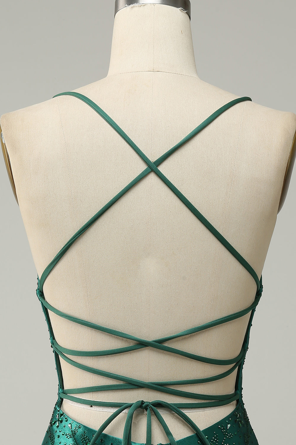 Dark Green Beaded Bodycon Prom Dress