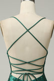 Dark Green Beaded Bodycon Prom Dress