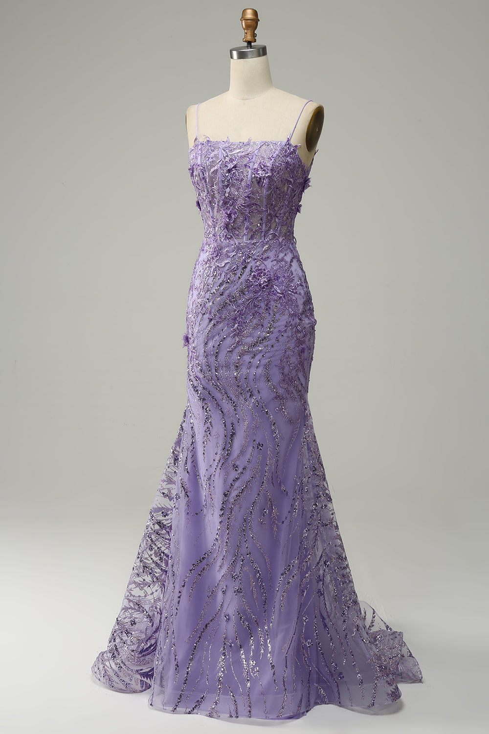 Zapaka Women Purple Prom Dress Mermaid Spaghetti Straps Formal Dress with Beading, Purple / UK24 Zapaka Women Purple Prom Dress Mermaid Spaghetti Straps Formal Dress with Beading, Purple / UK24