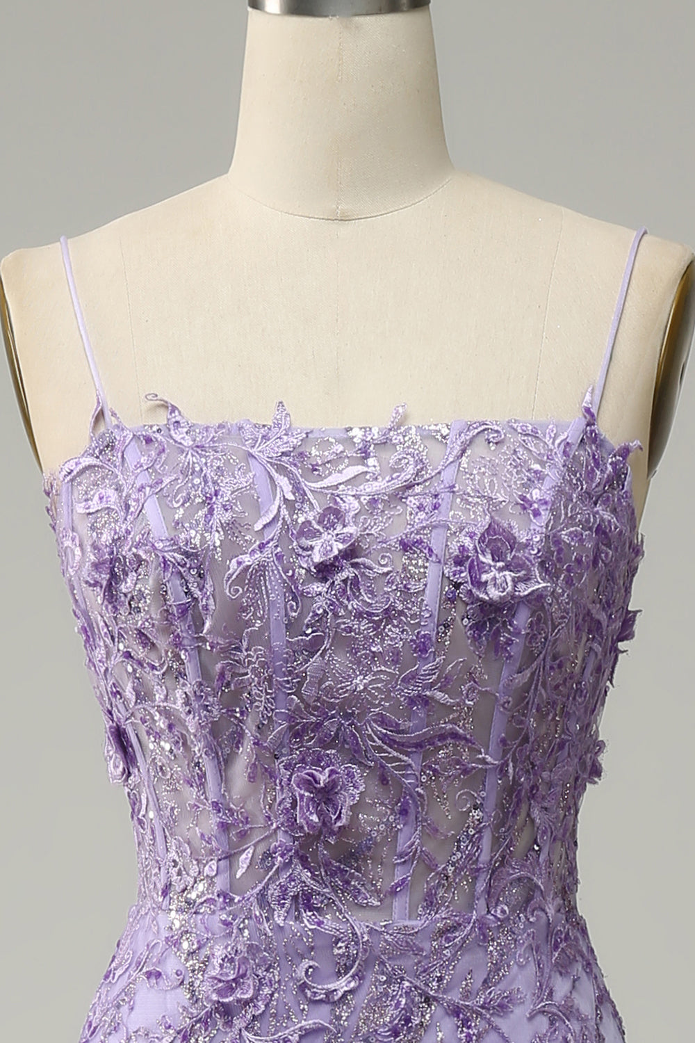 Zapakasa Women Purple Prom Dress Tulle A-Line Spaghetti Straps Party Dress with Beading, Purple / US18