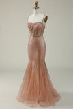 Mermaid Sweetheart Blush Sequins Long Prom Dress